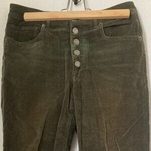 Express Army Green Corduroy High Waisted Cropped Pants